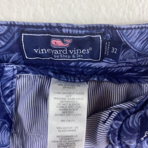 Vineyard Vines Men's Size 32 Shorts Blue Island Hawaiian Floral Golf Beach - Picture 7 of 7